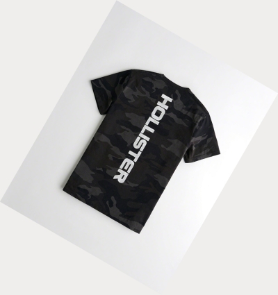 Black Camo Hollister Camo Men's Short Sleeve | ZA-PUGI896