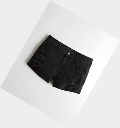 Black Hollister Advanced Stretch Mid-Rise Denim Women's Shorts | ZA-SZTL347