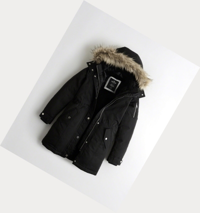 Black Hollister Cozy-Lined Down Women's Parka Jackets | ZA-SMPA748