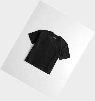 Black Hollister Crewneck Women's Short Sleeve | ZA-QNFD298