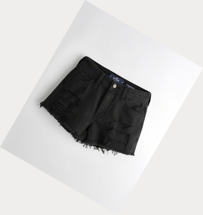 Black Hollister High-Rise Denim Boyfriend Women's Shorts | ZA-WQOF603