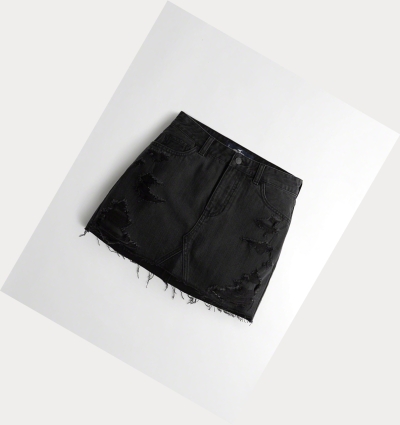 Black Hollister High-Rise Denim Women's Skirts | ZA-GDFC827