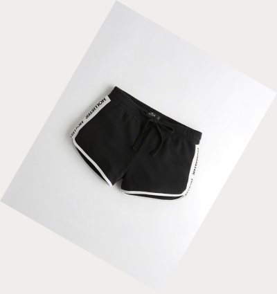 Black Hollister High-Rise Fleece Curved Hem Women's Shorts | ZA-JSXY741