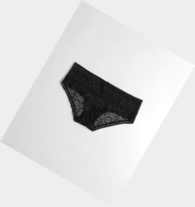 Black Hollister Lace Hiphugger Women's Underwear | ZA-WKPT637