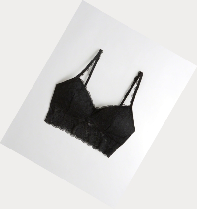 Black Hollister Lace Longline With Removable Pads Women's Bras | ZA-XZMG578