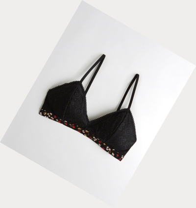 Black Hollister Lace Triangle With Removable Pads Women's Bras | ZA-DHBC397