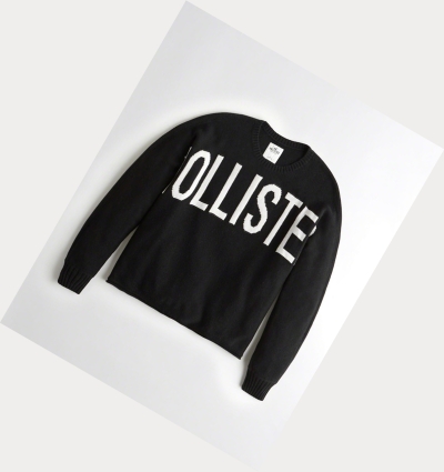 Black Hollister Logo Oversized Women's Sweaters | ZA-EDKU873