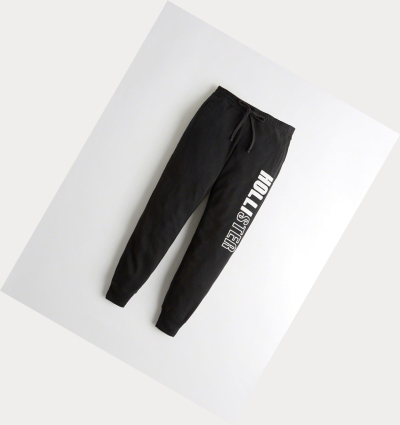 Black Hollister Mid-Rise Fleece Women's Sweatpants | ZA-XNDL247