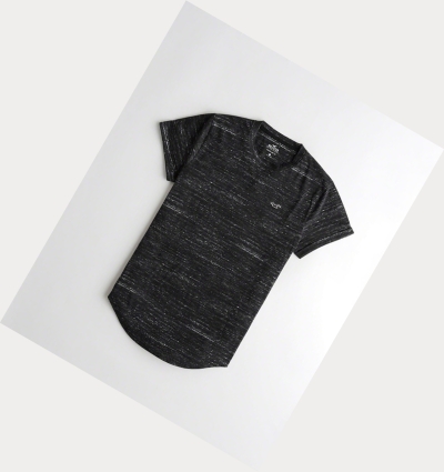 Black Hollister Must-Have Curved Hem Men's Short Sleeve | ZA-AODU543