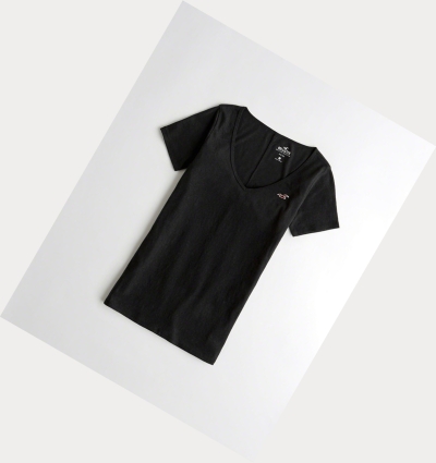 Black Hollister Must-Have Slim Women's Short Sleeve | ZA-NXHU879