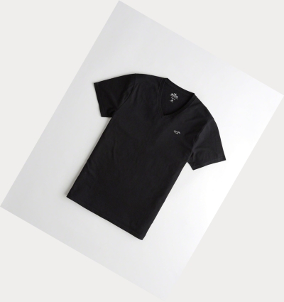 Black Hollister Must-Have V-Neck Men's Short Sleeve | ZA-FVUZ950