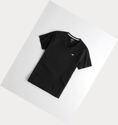 Black Hollister Must-Have V-Neck Men's Short Sleeve | ZA-ZDOT561