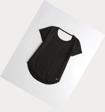 Black Hollister Open-Back Easy Women's Short Sleeve | ZA-FOLR089