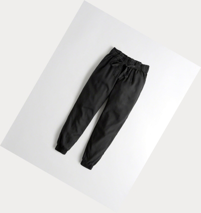 Black Hollister Paper-Bag High-Rise Twill Women's Pants | ZA-UBGQ321