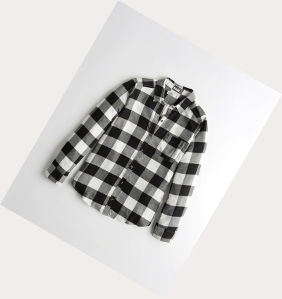 Black Hollister Plaid Women's Long Sleeve | ZA-BPTY863