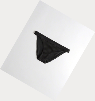 Black Hollister Ribbed Women's Bikini Bottoms | ZA-MBYP895