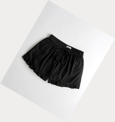 Black Hollister Ruffle Hem Women's Shorts | ZA-OPZB830