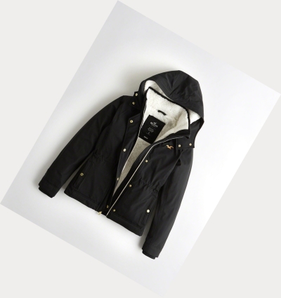 Black Hollister Sherpa-Lined Women's Jackets | ZA-DQRK480