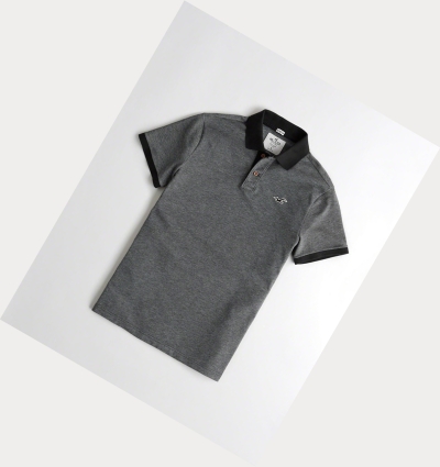 Black Hollister Stretch Icon Men's Polo Shirts | ZA-NBFC520
