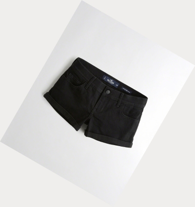 Black Hollister Stretch Low-Rise Denim Women's Shorts | ZA-KIVY384