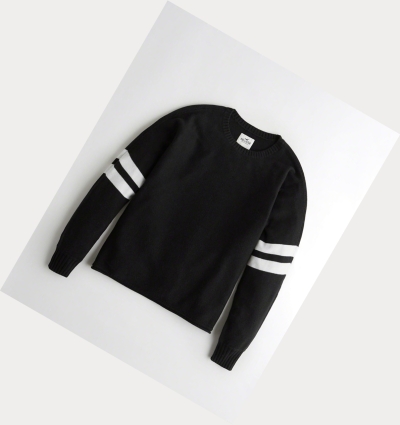 Black Hollister Stripe Oversized Women's Sweaters | ZA-EJNP385