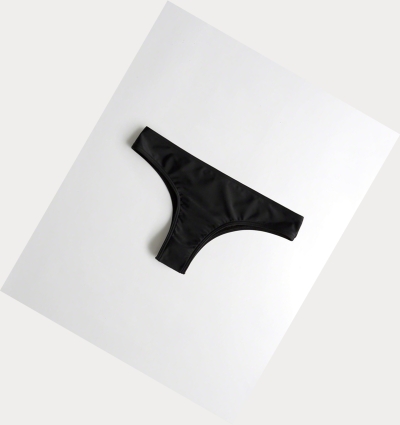 Black Hollister Super Cheeky Women's Bikini Bottoms | ZA-ONWT016