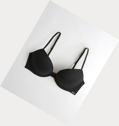 Black Hollister Super Push-Up Plunge Women's Bras | ZA-HZYL413