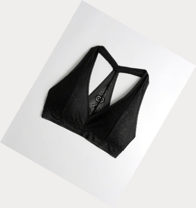 Black Hollister T-Back Halter With Removable Pads Women's Bras | ZA-QZJP581