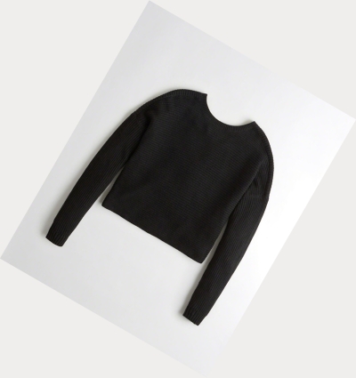 Black Hollister Twist-Back Women's Sweaters | ZA-ZDWE618