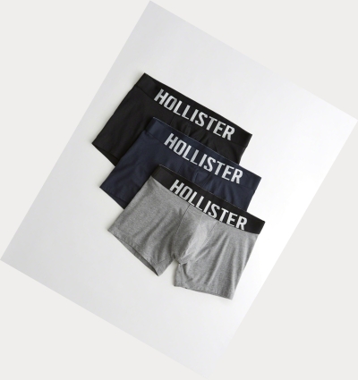 Black Navy Grey Hollister Classic Trunk 3-Pack Men's Underwear | ZA-JBZE598