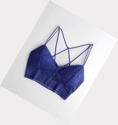 Blue Hollister Strappy Longline With Removable Pads Women's Bras | ZA-VERU629