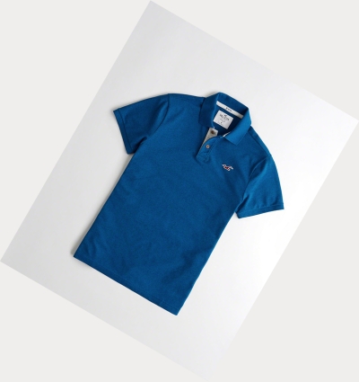 Blue Hollister Stretch Icon Men's Polo Shirts | ZA-WUYH416