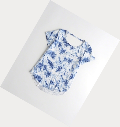 Blue Hollister Tie-Dye Open-Back Easy Women's Short Sleeve | ZA-YXSB351