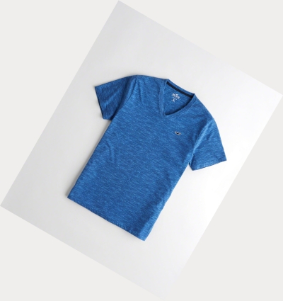 Blue Hollister V-Neck Men's Short Sleeve | ZA-ISFE396