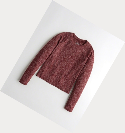 Burgundy Hollister Easy Raglan Women's Long Sleeve | ZA-FZOK593