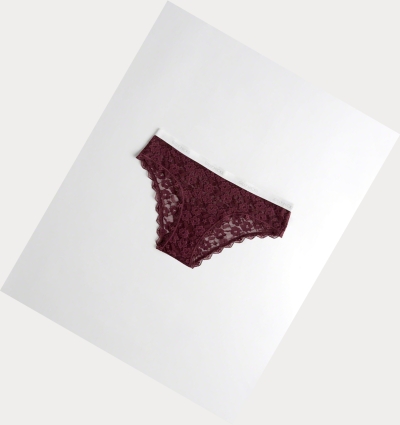 Burgundy Hollister Lace Cheeky Women's Underwear | ZA-BXOL615