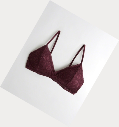 Burgundy Hollister Lace Triangle With Removable Pads Women's Bras | ZA-MSVE620