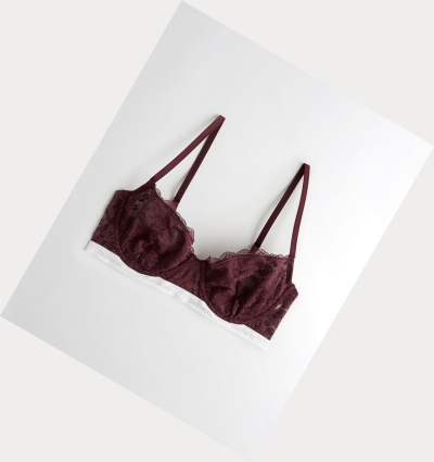 Burgundy Hollister Logo Unlined Balconette Women's Bras | ZA-AZUT142