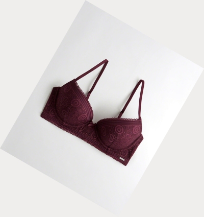 Burgundy Hollister Longline Lightly Lined Demi Women's Bras | ZA-RTUB457