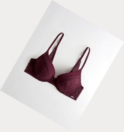 Burgundy Hollister Push-Up Demi Women's Bras | ZA-SWGI314