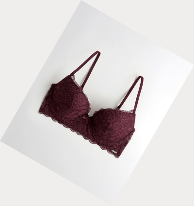 Burgundy Hollister Push-Up Plunge Women's Bras | ZA-ZQNT650