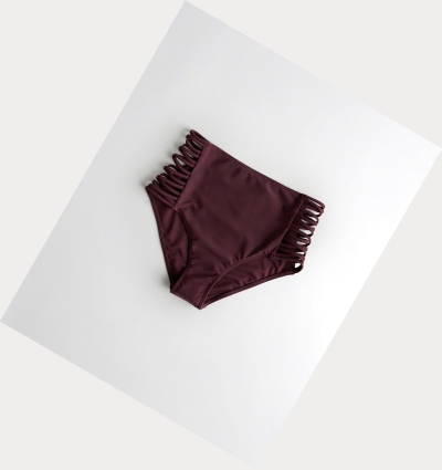 Burgundy Hollister Strappy High-Waist Women's Bikini Bottoms | ZA-SYGT018