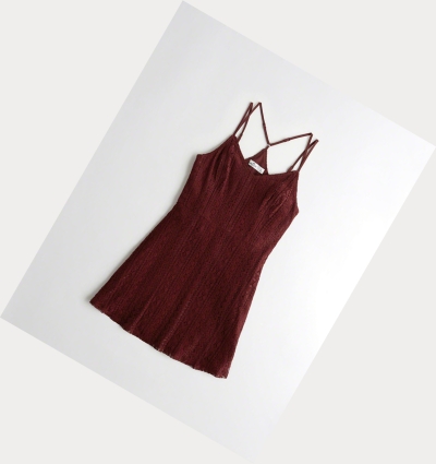 Burgundy Hollister Strappy Lace Women's Dress | ZA-TCPA613