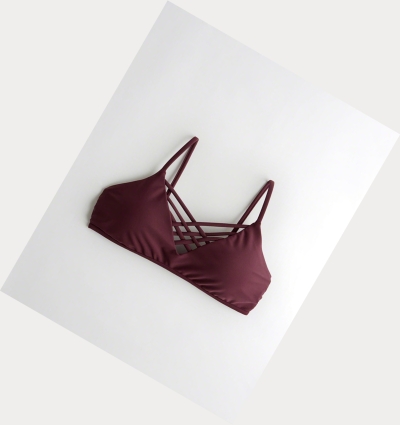 Burgundy Hollister Strappy Scoop Women's Bikini Tops | ZA-JKPT175