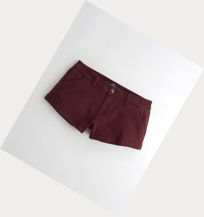 Burgundy Hollister Stretch Low-Rise Twill Chino Women's Shorts | ZA-RTHQ985