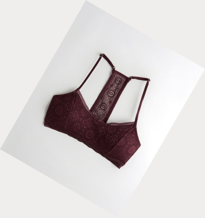 Burgundy Hollister T-Back Scoop With Removable Pads Women's Bras | ZA-NYFI268