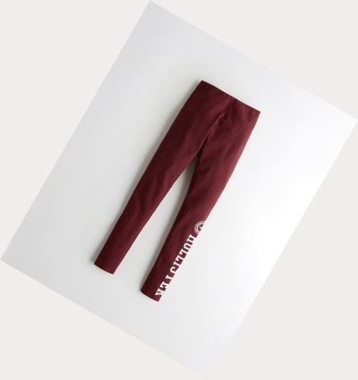 Burgundy Hollister Ultra High-Rise Jersey Women's Leggings | ZA-HDSE824