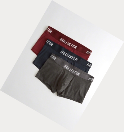 Burgundy Navy Dark Grey Hollister Shorter-Length Trunk 3-Pack Men's Underwear | ZA-EUHQ376