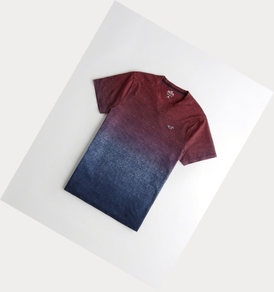 Burgundy Navy Hollister Must-Have Crewneck Men's Short Sleeve | ZA-WMNQ692