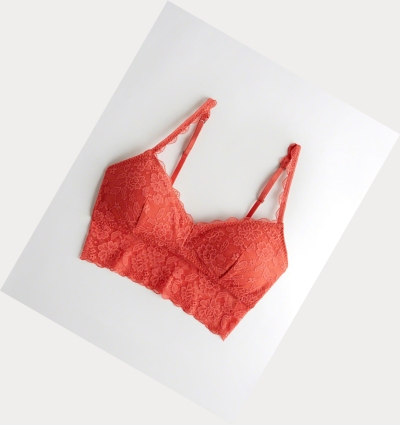 Coral Hollister Lace Longline With Removable Pads Women's Bras | ZA-JLIG937